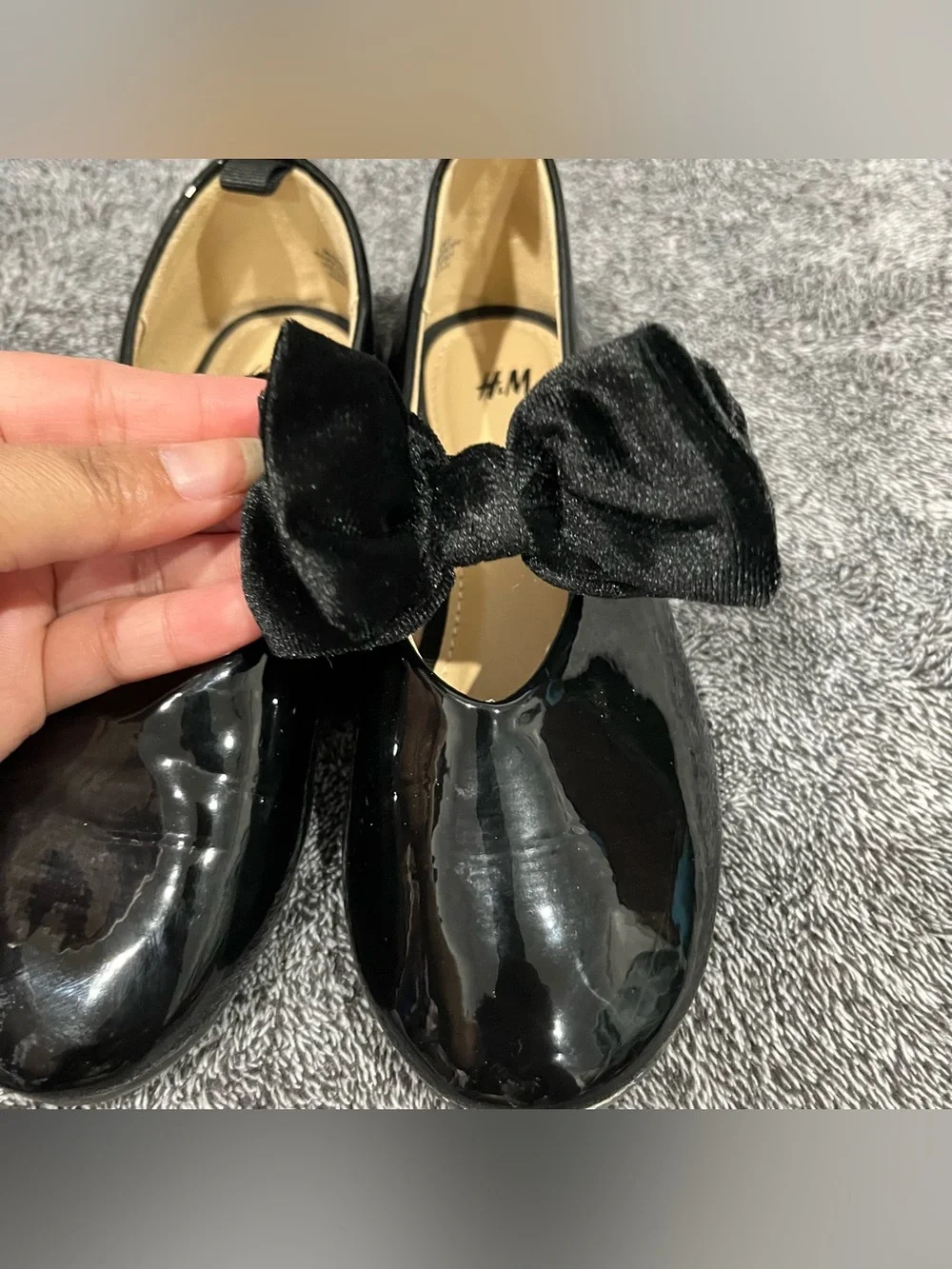 H&M Black Bow-Detail Ballet Flats for kids size 12